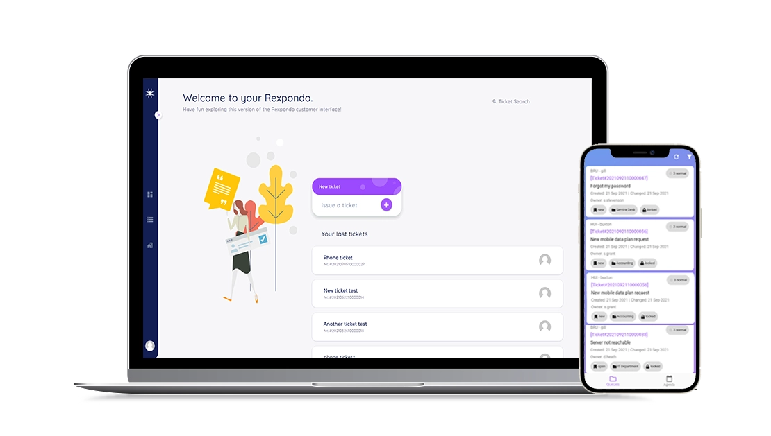 phone and laptop with rexpondo customer portal